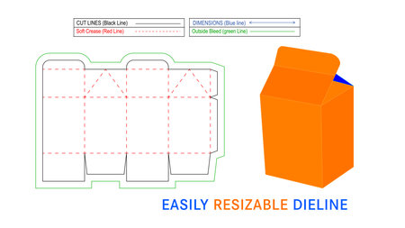 Paper carton milk box, juice or other drink boxes dieline template and 3D box designのイラスト素材