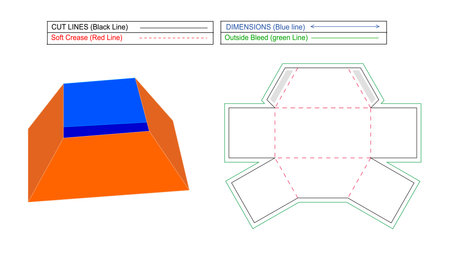 Pyramid sope box, paper sope box editable dieline template and 3D box designのイラスト素材