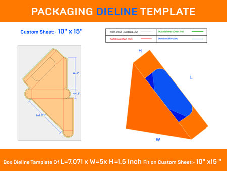 Triangel Display Gift Box 7.071x5x1.5 inch, Dieline Template With 3 Box and Correct Dimension.