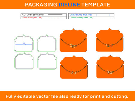 Bracelet Card, Dieline Template With 3d Designのイラスト素材