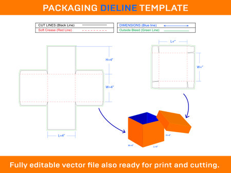 Explasion Box, Gift Box  Dieline Template 3d Box Design.のイラスト素材