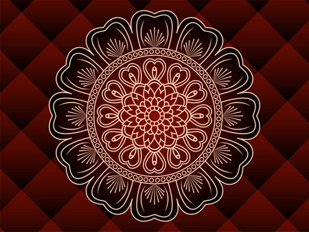 Golden Colour Ornamental Mandala Background Design Fully Editable Resizable Mandala Vector File.のイラスト素材