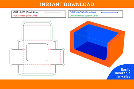 2D side display box, die line template With 3D box colour changeable and editable file.のイラスト素材