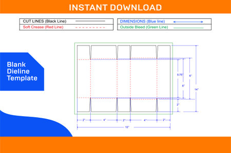 6 corner folding box Blank dieline templateのイラスト素材