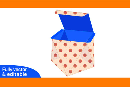 8 face Diamond Shape tuck end 3D box design.のイラスト素材