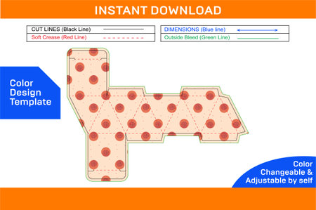 8 face box Deline Template or Diamond Shape tuck end 8 face Box.のイラスト素材