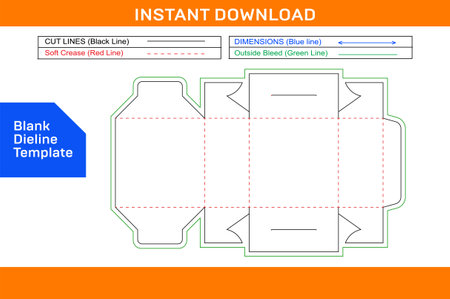 Auto bottom lock Style Cack Box Dieline Templateのイラスト素材