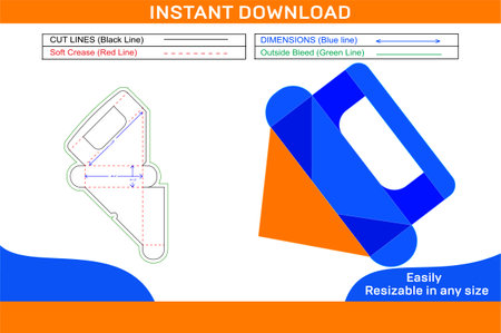 Cosmetic display box, gift and food box dieline template and 3D box designのイラスト素材