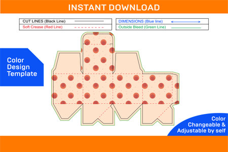 Cubic box dieline template editable resizeable ready for print vector file design.のイラスト素材