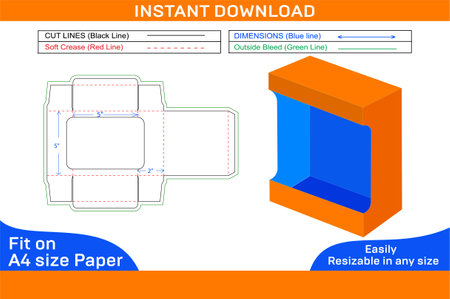 Custom product display box  dieline template with 3D box design resizeable vector fileのイラスト素材