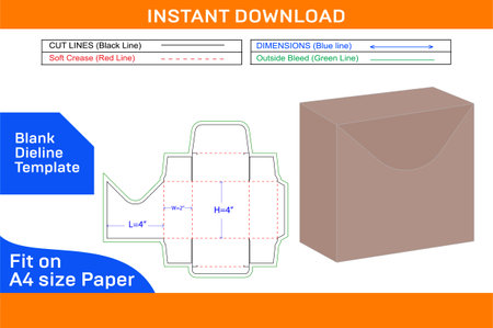 Custom straight tuck end box die line template and 3d box design editable vector fileのイラスト素材