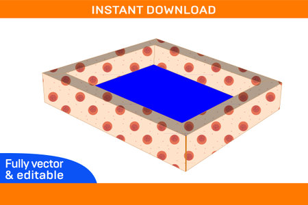 Double wall tray box 3D design and editable easily resizeableのイラスト素材