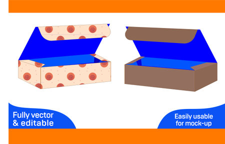 4 conner collapsible tray top tuck box die line template and 3D box design vector fileのイラスト素材