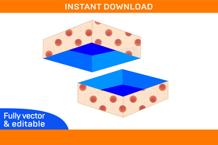Lid box or collapsible 4 corner tray box 3D render vector fileのイラスト素材