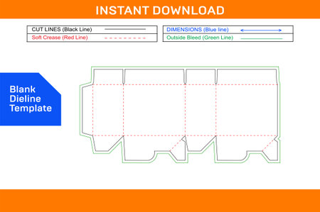 Packaging Auto bottom lock Tuck top box Die line template and 3D box template design vector fileのイラスト素材