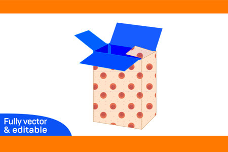 Packaging Auto bottom lock Tuck top box Die line template and 3D box template design vector fileのイラスト素材