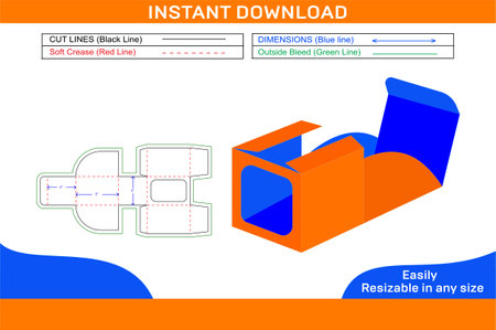 Packaging paper display cake box template and 3d box design with easily editable and resizeable vector fileのイラスト素材