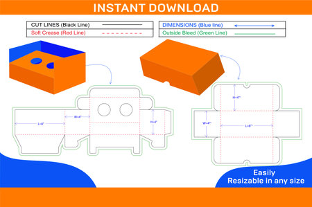 Cupcake or gift box packaging die line template and 3D vector designのイラスト素材