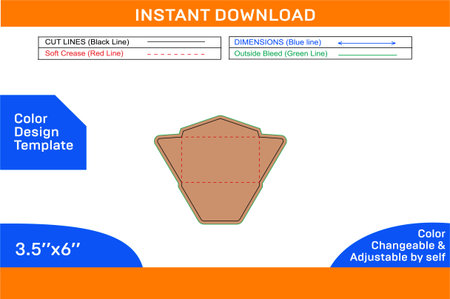 Regular Envelope die line template, 3D envelope and Editable easily reliable vector fileのイラスト素材