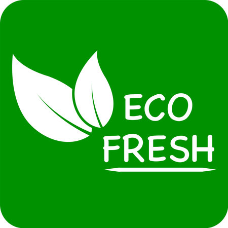 Green background eco fresh vector logo or icon, eco fresh logo vector fileのイラスト素材