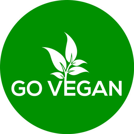 Go vegan vector logo or icon, green background go vegan logo vector fileのイラスト素材