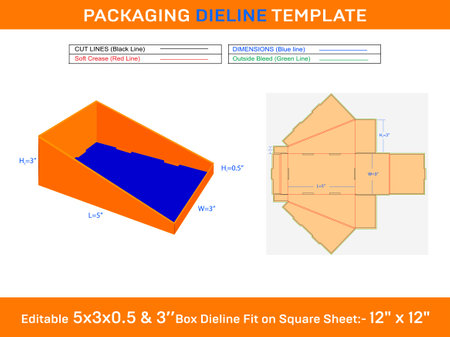 Self Looking Cardboard Storage Box Die line Templateのイラスト素材