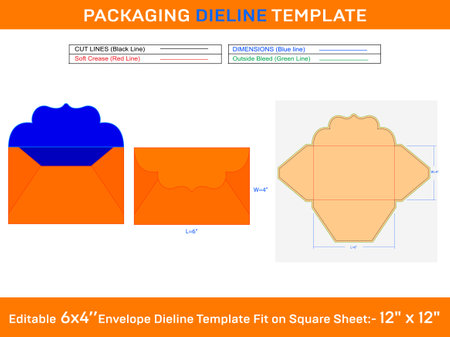 Invited Envelope Die line Templateのイラスト素材