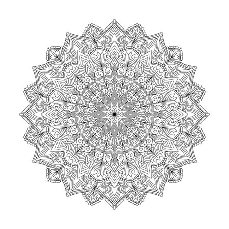 Serene Infinity adult mandala coloring book page for kdp book interio.Peaceful Petals, Ability to Relax, Brain Experiences, Harmonious Haven, Peaceful Portraits, Blossoming Beauty mandala design.のイラスト素材