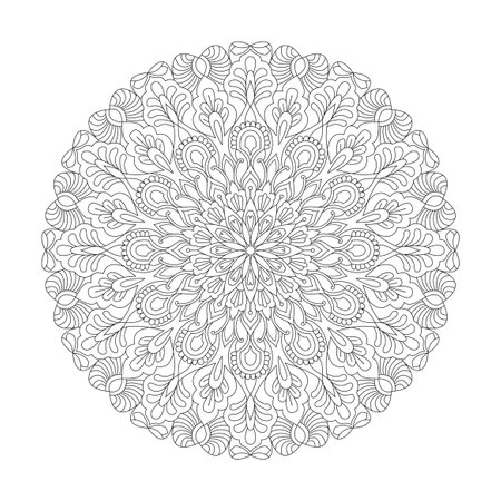 Mandala celestial symphony adult coloring book page for kdp book interior. Peaceful Petals, Ability to Relax, Brain Experiences, Harmonious Haven, Peaceful Portraits, Blossoming Beauty mandala design.のイラスト素材