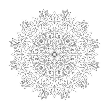 Adult harmony elegance mandala coloring book page for kdp book interior. Peaceful Petals, Ability to Relax, Brain Experiences, Harmonious Haven, Peaceful Portraits, Blossoming Beauty mandala design.のイラスト素材