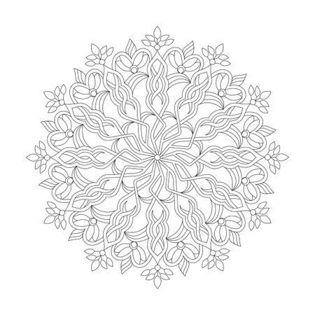 Celtic adult blissful delight mandala coloring book page for kdp book interior. Peaceful Petals, Ability to Relax, Brain Experiences, Harmonious Haven, Peaceful Portraits, Blossoming Beauty mandala design.のイラスト素材