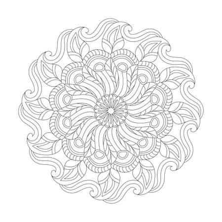 Celestial tranquility adult mandala coloring book page for kdp book interior Peaceful Petals, Ability to Relax, Brain Experiences, Harmonious Haven, Peaceful Portraits, Blossoming Beauty mandala design.のイラスト素材