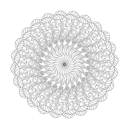 Celtic Sacred elegance adult mandala coloring book page for kdp book interior. Peaceful Petals, Ability to Relax, Brain Experiences, Harmonious Haven, Peaceful Portraits, Blossoming Beauty mandala design.のイラスト素材