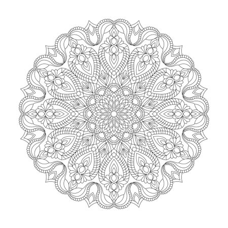 Adult spiritual balance mandala coloring book page for kdp book interior. Peaceful Petals, Ability to Relax, Brain Experiences, Harmonious Haven, Peaceful Portraits, Blossoming Beauty mandala design.のイラスト素材