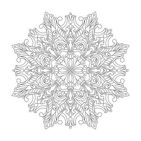 Mandala spiritual serenity coloring book page for kdp book interior. Peaceful Petals, Ability to Relax, Brain Experiences, Harmonious Haven, Peaceful Portraits, Blossoming Beauty mandala design.のイラスト素材