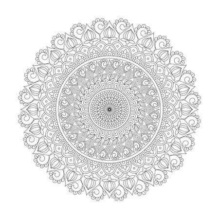 Peaceful Petals, Ability to Relax, Brain Experiences, Harmonious Haven, Peaceful Portraits, Blossoming Beauty mandala design.のイラスト素材