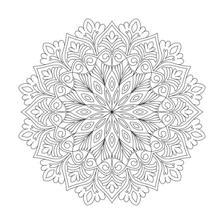 Cosmic Kaleidoscope Adult mandala coloring book page for kdp book interior. Peaceful Petals, Ability to Relax, Brain Experiences, Harmonious Haven, Peaceful Portraits, Blossoming Beauty mandala design.のイラスト素材