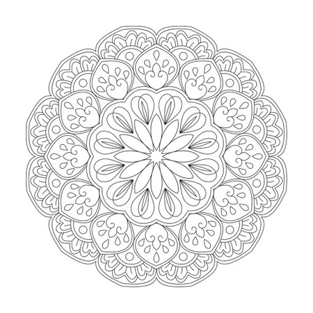 Adult Peaceful Patterns coloring book mandala page for kdp book interior. Peaceful Petals, Ability to Relax, Brain Experiences, Harmonious Haven, Peaceful Portraits, Blossoming Beauty mandala design.のイラスト素材