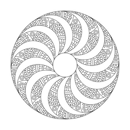 Round Celtic mandala coloring book page for kdp book interior, Ability to Relax, Brain Experiences, Harmonious Haven, Peaceful Portraits, Blossoming Beauty mandala design.のイラスト素材