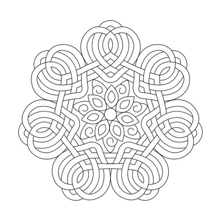 Celtic Simple coloring book mandala page for kdp book interior, Ability to Relax, Brain Experiences, Harmonious Haven, Peaceful Portraits, Blossoming Beauty mandala design.のイラスト素材