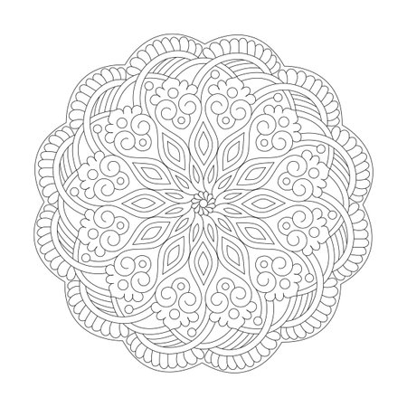 Celtic Moonlit Magic coloring book mandala page for kdp book interior, Ability to Relax, Brain Experiences, Harmonious Haven, Peaceful Portraits, Blossoming Beauty mandala design.のイラスト素材