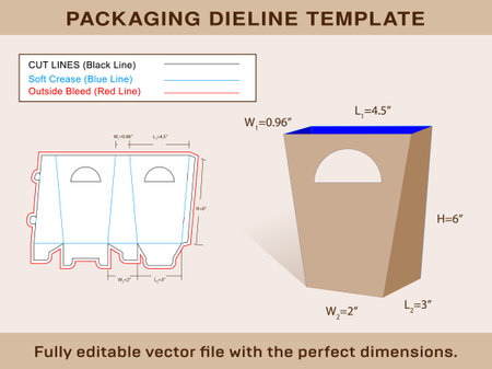 Large Gift Box, Storage Box Dieline Template Editable Vector Fileのイラスト素材