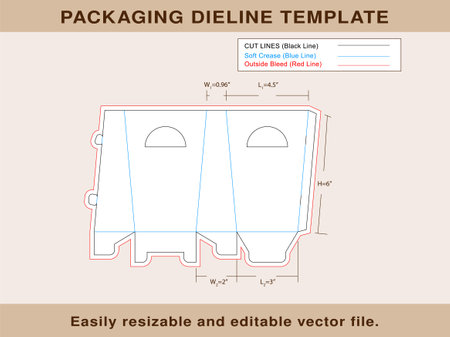 Large Gift Box, Storage Box Dieline Template Editable Vector Fileのイラスト素材