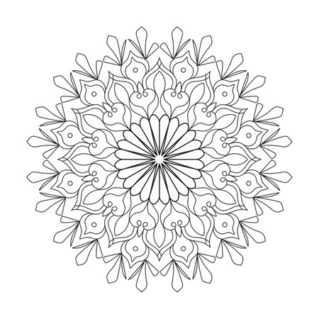 kids  Vibrant Vortex mandala coloring book page for kdp book interior. Peaceful Petals, Ability to Relax, Brain Experiences, Harmonious Haven, Peaceful Portraits, Blossoming Beauty mandala design.のイラスト素材