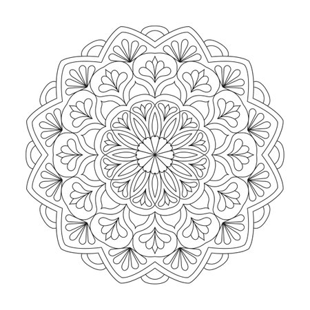 Kids Dreamy Designs  mandala coloring book page for kdp book interior. Peaceful Petals, Ability to Relax, Brain Experiences, Harmonious Haven, Peaceful Portraits, Blossoming Beauty mandala design.のイラスト素材