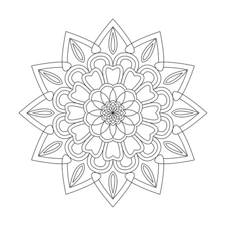 Kaleidoscopic Kaleidoscope Children  mandala coloring book page for kdp book interior. Peaceful Petals, Ability to Relax, Brain Experiences, Harmonious Haven, Peaceful Portraits, Blossoming Beauty mandala design.のイラスト素材