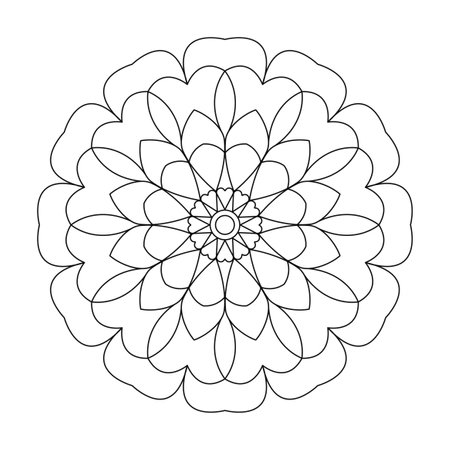 Rhythmic Radiance coloring book page for kdp book interior. Peaceful Petals, Ability to Relax, Brain Experiences, Harmonious Haven, Peaceful Portraits, Blossoming Beauty mandala design.のイラスト素材