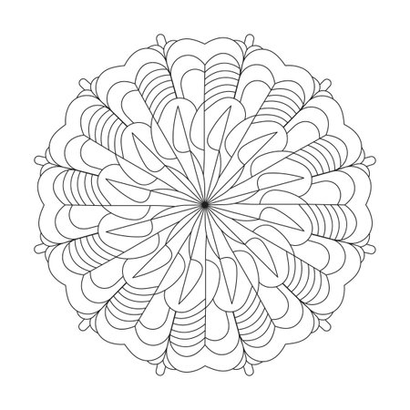 Delightful Diversity coloring book page mandala for kdp book interior. Peaceful Petals, Ability to Relax, Brain Experiences, Harmonious Haven, Peaceful Portraits, Blossoming Beauty mandala design.のイラスト素材