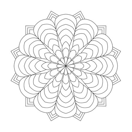 Graceful Geometrics mandala coloring book page for kdp book interior. Peaceful Petals, Ability to Relax, Brain Experiences, Harmonious Haven, Peaceful Portraits, Blossoming Beauty mandala design.のイラスト素材