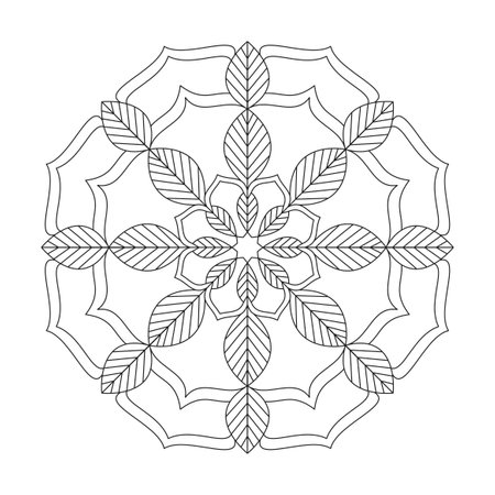 Tranquil Textures mandala coloring book page for kdp book interior. Peaceful Petals, Ability to Relax, Brain Experiences, Harmonious Haven, Peaceful Portraits, Blossoming Beauty mandala design.のイラスト素材